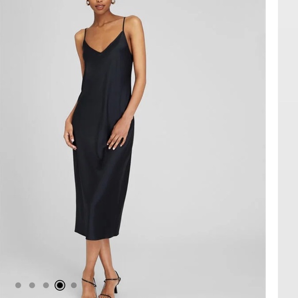 Club Monaco 100% silk dress black midi slit - Picture 1 of 8